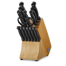 Chicago Cutlery Essentials 15-Piece Kitchen Knife Set with Wood Storage Block and Kitchen Shears