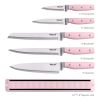 Hecef 5Pcs Kitchen Knife Set with 13 in Magnetic Strip, Pink Stainless Steel Sharp Chef Bread Utility Knives