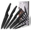 Hecef 6 Pcs Knife Set Black Oxide Japanese Chef Santoku Cooking Knife with Covers for Kitchen