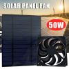 DC 12V 50W Solar Panel Powered Fan Ventilator for Dog/Chicken House Greenhouse RV Roof Mini Fan 30cm Black