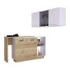 Washington 2-Piece Kitchen Set, Kitchen Island and Wall Cabinet, White and Light Oak