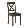 Transitional Style 5Pc Dinette Set Charcoal Brown Finish Dining Room Table and 4 Chairs Faux Leather Upholstery X-back Chairs