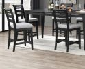 Black Color 7pc Dining Set Counter Height Table And 6x High Chairs Upholstered Fabric Cushion Seats Solid wood Dining Room Furniture