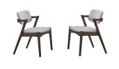 Modern 7pc Dining Set Ash Walnut Finish Dining Table 6x Side Chairs Foam Cushion Fabric upholstery Unique Back Design