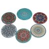 6Pcs/set Colorful Round Ceramic Coaster Coffee Drink Tea Cup Mat Placemat Party Creative Mandala Table Mat Decoration 10cm