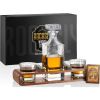 Whiskey Stones Gift Set for Men, Whiskey Decanter Set with Wood Stand, 8 Granite, Great Valentine's Day Gift Ideas