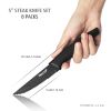 Hecef Black Oxide Steak Knife Set of 8, Ultra-Sharp High Carbon Stainless Steel Serrated Knives with PP Handle