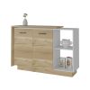 Washington 2-Piece Kitchen Set, Kitchen Island and Wall Cabinet, White and Light Oak