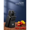 D.Perlla Knife Set, 14PCS German Stainless Steel Kitchen Knives Block Set with Built-in Sharpener, Black