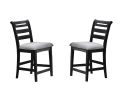 Black Color 7pc Dining Set Counter Height Table And 6x High Chairs Upholstered Fabric Cushion Seats Solid wood Dining Room Furniture