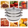 3 Tier Multi-Functions Stainless Steel Explosion-Proof Steamer for Cooking