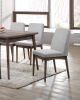 Modern 7pc Dining Set Ash Walnut Finish Dining Table 6x Side Chairs Foam Cushion Fabric upholstery