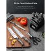 D.Perlla Knife Set, 16 Pieces German Stainless Steel Knife Set with Block and Wooden Handle, Black