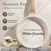 21 Piece Non Stick Cookware Set, Sturdy Die Cast Aluminum Body, Easy To Clean White Granite Texture, Cookware Set