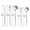 5pcs White Gold Cutlery Set Dinner Fork Spoon Table Knife Dessert Steel Fork Forks Knives Spoons Tableware Set Drop Shipping