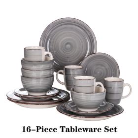 Vancasso Bella-GY 16/32/48-Pieces Porcelain Dinner Set Vintage Ceramic Tableware Set with Dinner Plate,Dessert Plate,Bowl,Mug (Color: 16pcs)