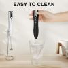 Homasy Rechargeable Handheld Milk Frother 3-Speed Powerful Beverage Blender with 2 Whisk Heads Stand Included Milk Frother