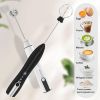 Homasy Rechargeable Handheld Milk Frother 3-Speed Powerful Beverage Blender with 2 Whisk Heads Stand Included Milk Frother